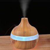 Wood Grain Essential Oil Aromatherapy Diffuser Home Office Air Humidifier Purify Soothing Led Night Light Mist Maker Usb 300ml