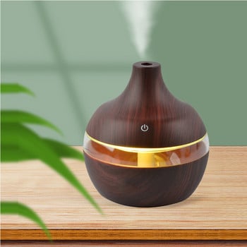 Wood Grain Essential Oil Aromatherapy Diffuser Home Office Air Humidifier Purify Soothing Led Night Light Mist Maker Usb 300ml