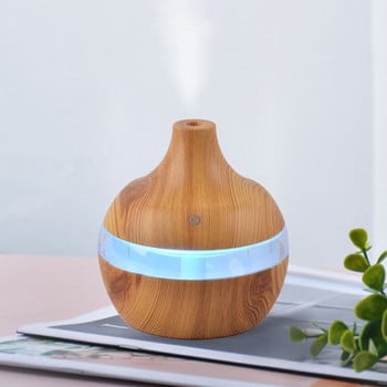 Wood Grain Essential Oil Aromatherapy Diffuser Home Office Air Humidifier Purify Soothing Led Night Light Mist Maker Usb 300ml