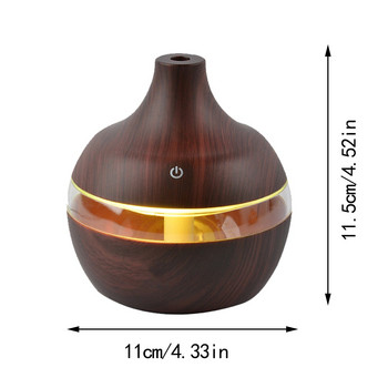 Wood Grain Essential Oil Aromatherapy Diffuser Home Office Air Humidifier Purify Soothing Led Night Light Mist Maker Usb 300ml