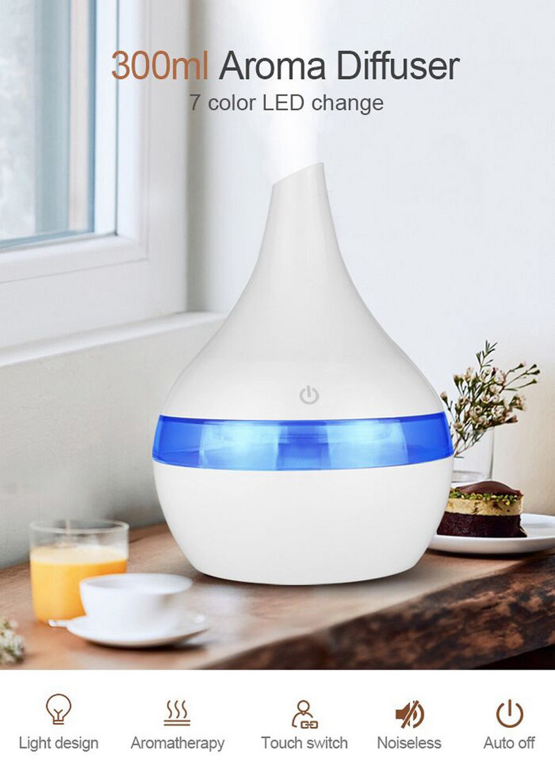 Electric Air Humidifier Ultrasonic Wood Grain Humidificador Diffuser Essential Aroma Oils Aromatherapy Mist Diffuser Maker