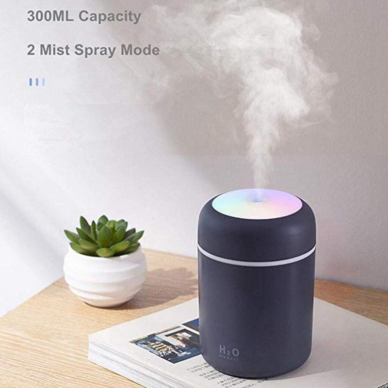 USB párásító hordozható ultrahangos aroma diffúzor Cool Mist Maker légpárásító légtisztító könnyű autós otthoni 300 ml