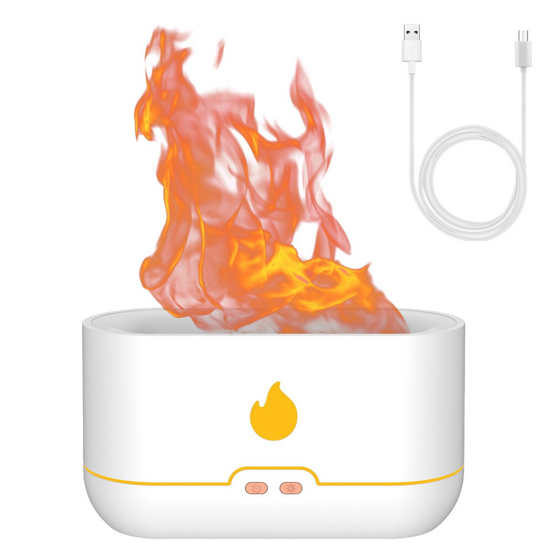 Umidificatoare cu flacără Umidificatoare cu ceață rece de 240 ml Difuzor portabil de uleiuri esențiale cu lumină colorată schimbătoare Umidificator de aromă USB