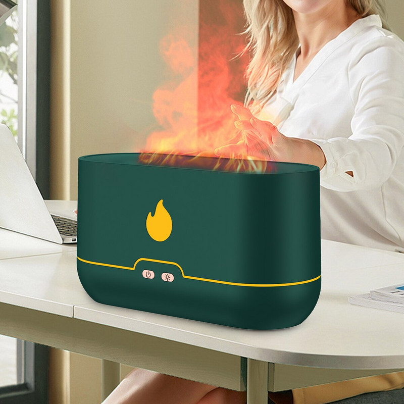 Umidificatoare cu flacără Umidificatoare cu ceață rece de 240 ml Difuzor portabil de uleiuri esențiale cu lumină colorată schimbătoare Umidificator de aromă USB