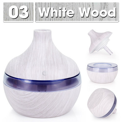 300ml Wood Grain USB párásító elektromos aroma diffúzor köd faszemű olaj aromaterápiás mini LED lámpa autós otthoni irodába