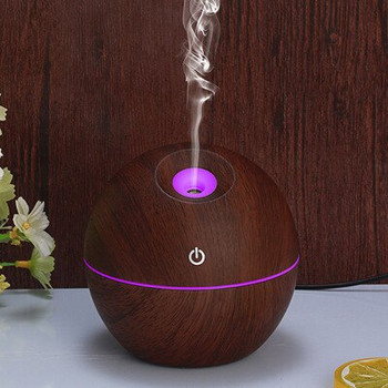 Mini Air Humidifier USB Ultrasonic Aroma Diffuser Wood Grain 7 LED Light Electric Essential Oil Diffuser for Home Aromatherapy