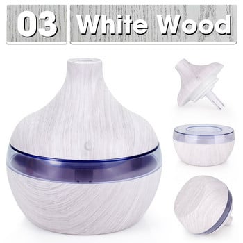 300ML Wood Grain Usb Humidifierr Electric Aroma Diffuser Mist Wood Grain Oil Aromatherapy Mini LED Light for Car Home Office