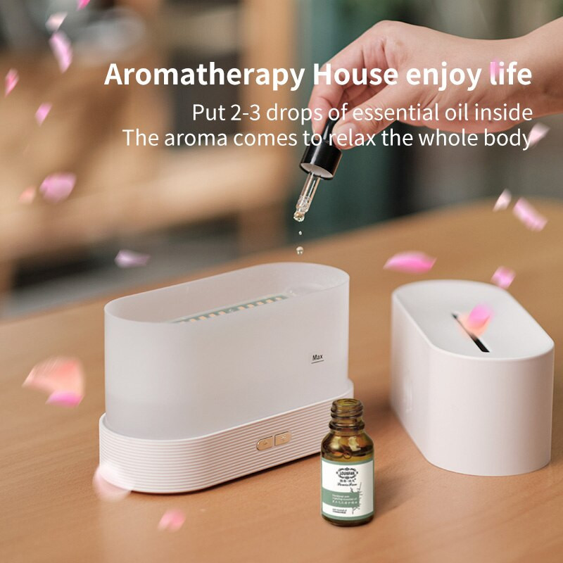 Hordozható aromadiffúzor szimulációs láng USB ultrahangos párásító otthoni irodai légpárásító aromaterápiás lánglámpa diffúzor