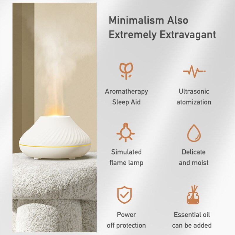 Υψηλής χωρητικότητας USB Diffuser Essential Oil Simulation Flame Ultrasonic Humidifier Home Freshener Air Fragrance Sooth Sleep Atomizer