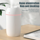 Umidificator de aer silențios de capacitate mare de 420 ml Lumină de noapte colorată Mufă USB Difuzor de arome Mod continuu/intermitent Pulverizare fină