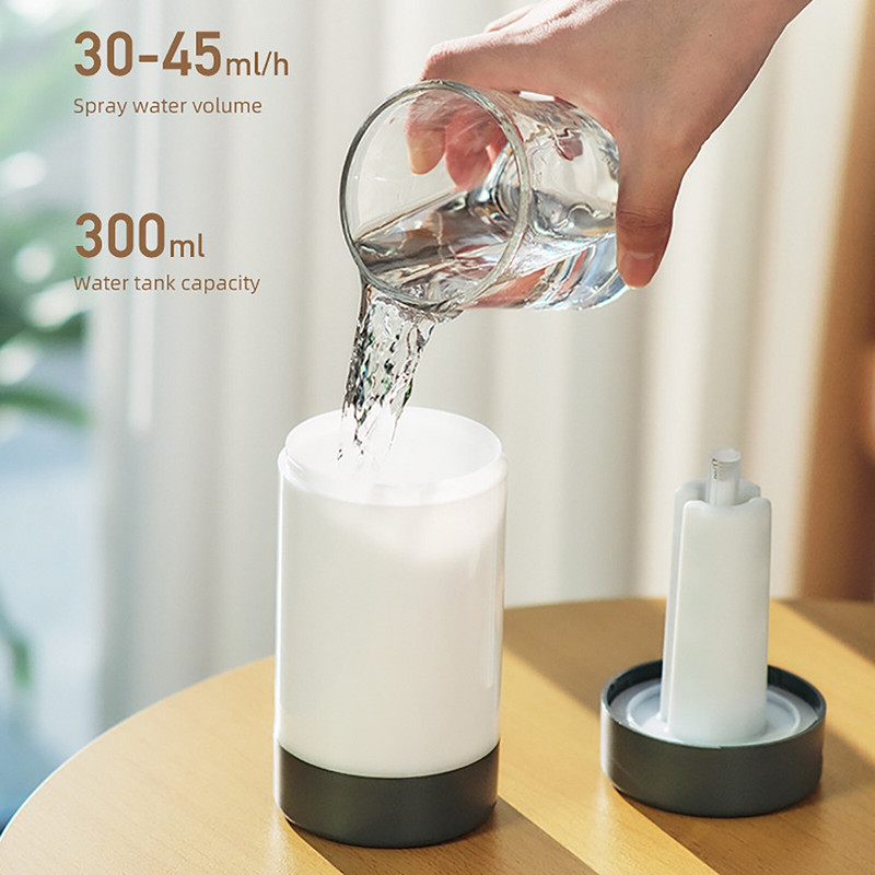 Umidificator de aer cu ultrasunete de înaltă calitate, 300 ml, difuzor de uleiuri esențiale de aromă, pentru casa, mașină, aparat de ceață usb, cu lampă de noapte LED