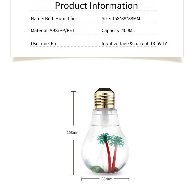 Υγραντήρας λαμπτήρα 400ML Creative Mini Mute Small Hogar Decoration USB Desktop Air Διαχύτης αιθέριων ελαίων πολύχρωμου αρώματος