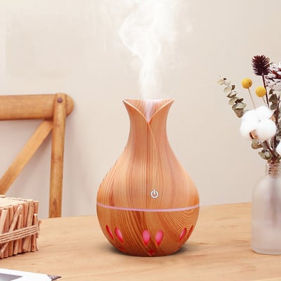 130ml Air Aroma Essential Oil Diffuser Usb Ultrasonic Humidifier with Wood Grain 7 Color Led Light Office Home Humidifier