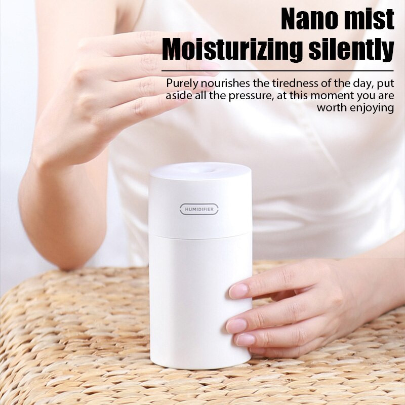 Umidificator de aer USB, cu ultrasunete, difuzor de uleiuri esențiale de aromă, umidificator romantic cu lumină moale, mini generator de ceață rece, purificator, difuzor