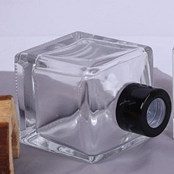 50ml&100ml&200ml άδειο τετράγωνο σχήμα Γυάλινο μπουκάλι διάχυσης αρωμάτων & μπουκάλια αρωματοθεραπείας με κύκλο αλουμίτη και πλακτικό καπάκι