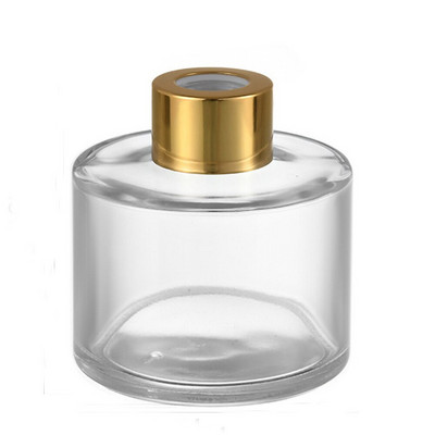 100 ml ir 200 ml tuščios apvalios formos Kvapinio stiklo difuzoriaus buteliukas ir Aromaterapijos buteliukai su aliumito apskritimu ir plastikiniais dangteliais