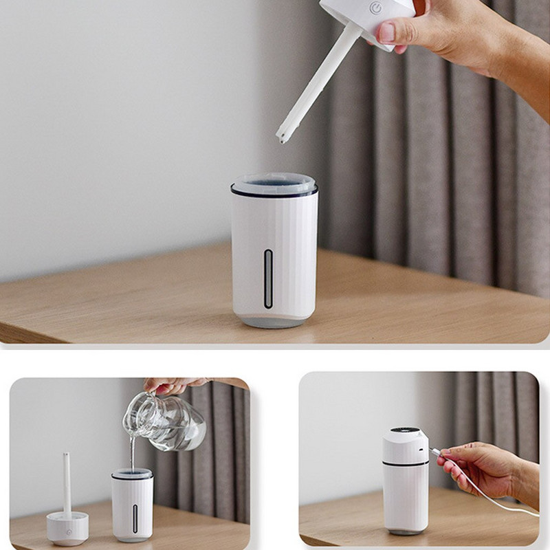 Asztali LED párásító színváltó USB újratölthető levegő aroma diffúzor illóolaj frissítő köd permetező otthoni iroda