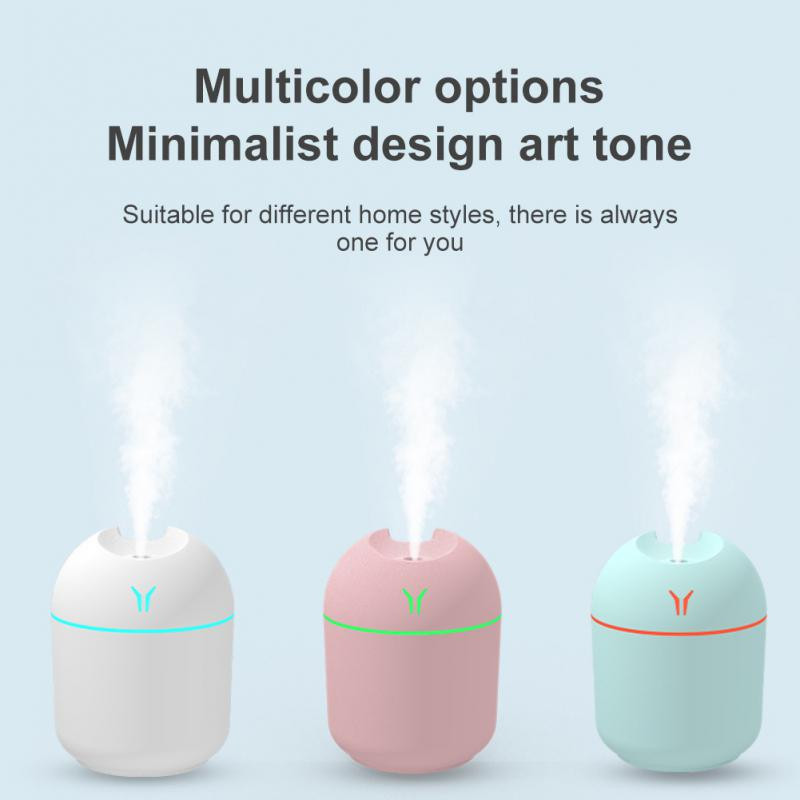 1PCs Mini Humidifier Air 250ML USB Charging Portable Ultrasonic Diffuser Essential Oil Diffuser with LED Night Lamp Diffuser