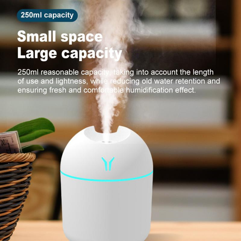 1PCs Mini Humidifier Air 250ML USB Charging Portable Ultrasonic Diffuser Essential Oil Diffuser with LED Night Lamp Diffuser