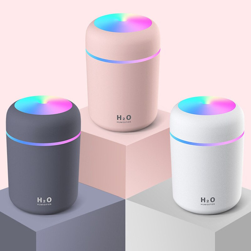 Mini hordozható USB légpárásító aromadiffúzor Steam Cool Mist Maker színes éjszakai fény irodai autókhoz, otthoni dekorációs porlasztóhoz