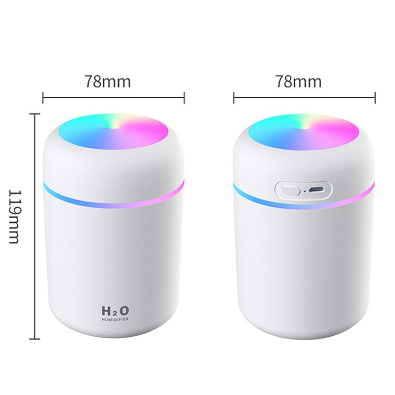 Mini hordozható USB légpárásító aromadiffúzor Steam Cool Mist Maker színes éjszakai fény irodai autókhoz, otthoni dekorációs porlasztóhoz