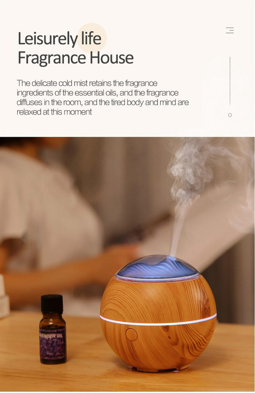 Μηχάνημα αρωματοθεραπείας υγραντήρα αέρα Mountain View Mini Desktop Diffuser Wood Grain LED Light sprayer για οικιακό γραφείο