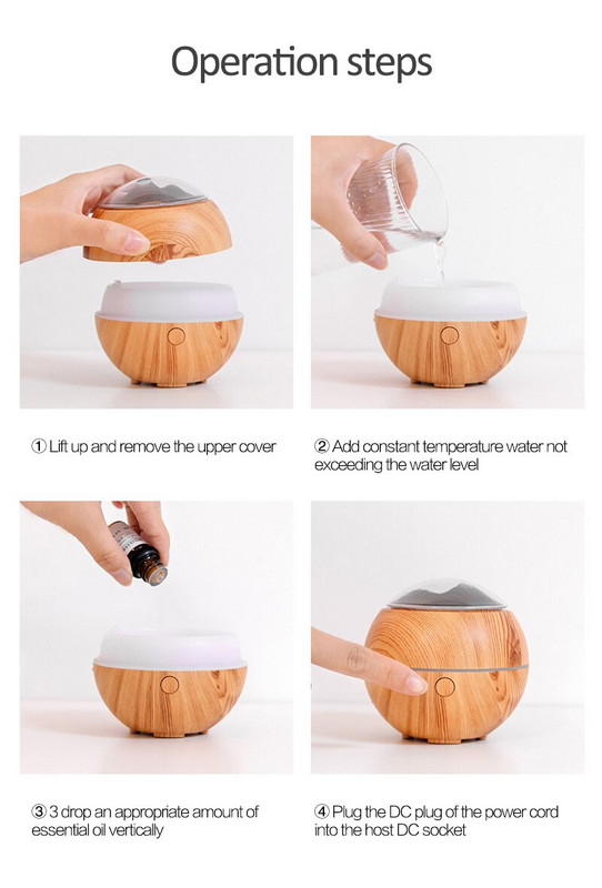Μηχάνημα αρωματοθεραπείας υγραντήρα αέρα Mountain View Mini Desktop Diffuser Wood Grain LED Light sprayer για οικιακό γραφείο