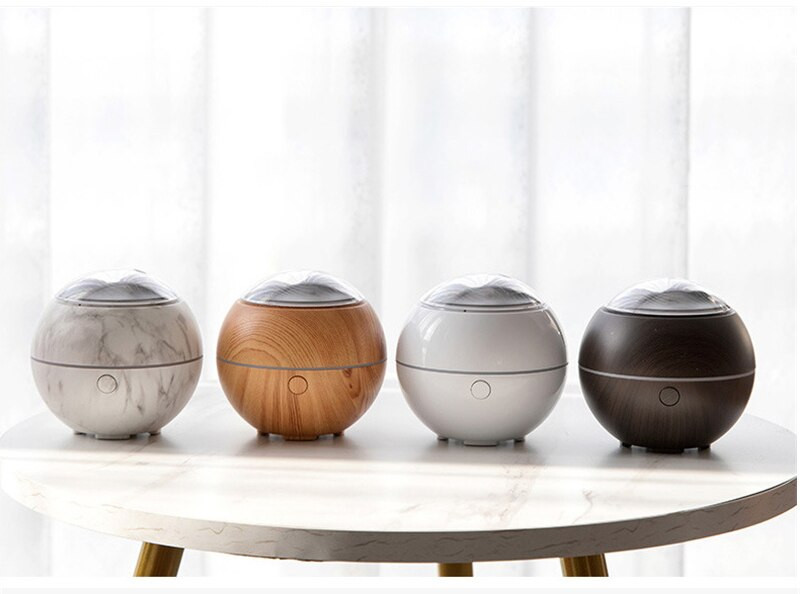 Μηχάνημα αρωματοθεραπείας υγραντήρα αέρα Mountain View Mini Desktop Diffuser Wood Grain LED Light sprayer για οικιακό γραφείο
