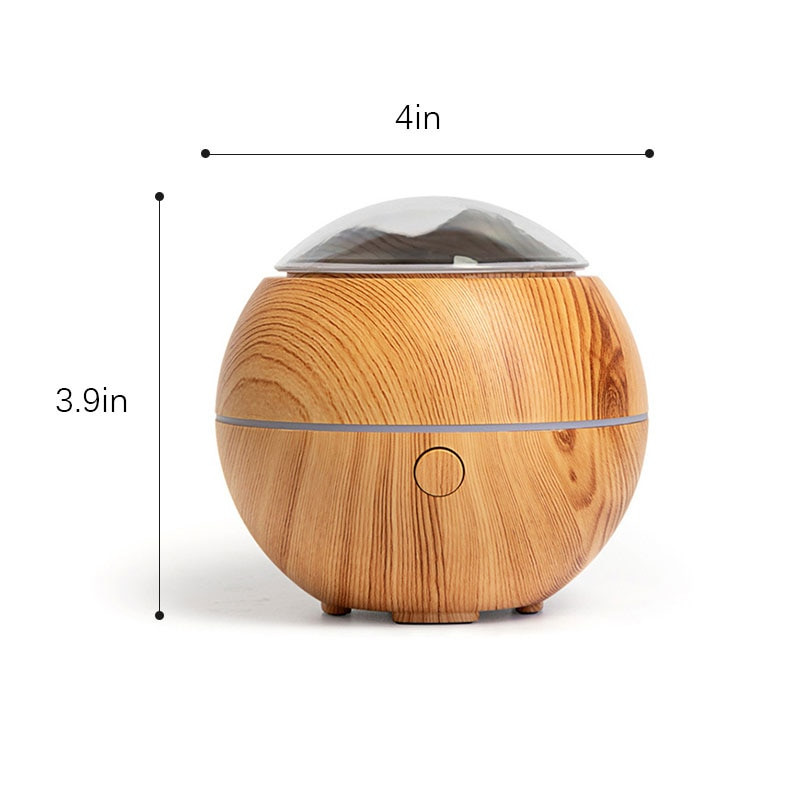 Μηχάνημα αρωματοθεραπείας υγραντήρα αέρα Mountain View Mini Desktop Diffuser Wood Grain LED Light sprayer για οικιακό γραφείο