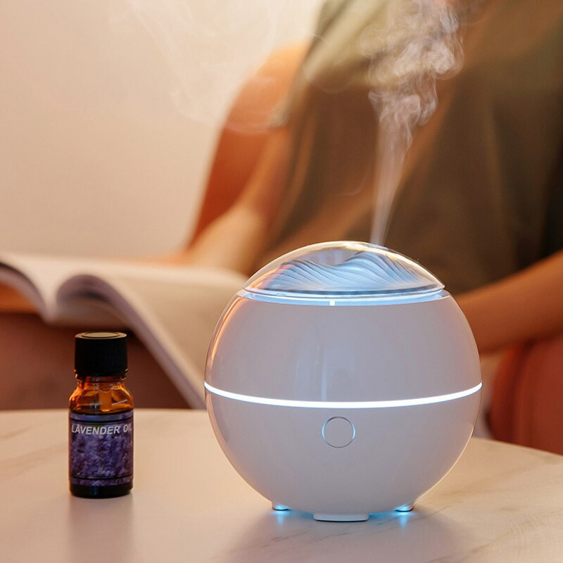 Μηχάνημα αρωματοθεραπείας υγραντήρα αέρα Mountain View Mini Desktop Diffuser Wood Grain LED Light sprayer για οικιακό γραφείο