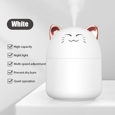 Φορητός υγραντήρας αέρα Cartoon Aroma Oil Humidificador for Home Car Cool Misssprayer with Colorful Soft Night Light Purifier