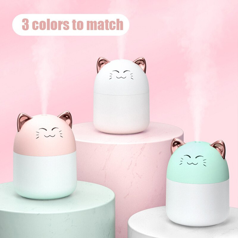 Φορητός υγραντήρας αέρα Cartoon Aroma Oil Humidificador for Home Car Cool Misssprayer with Colorful Soft Night Light Purifier