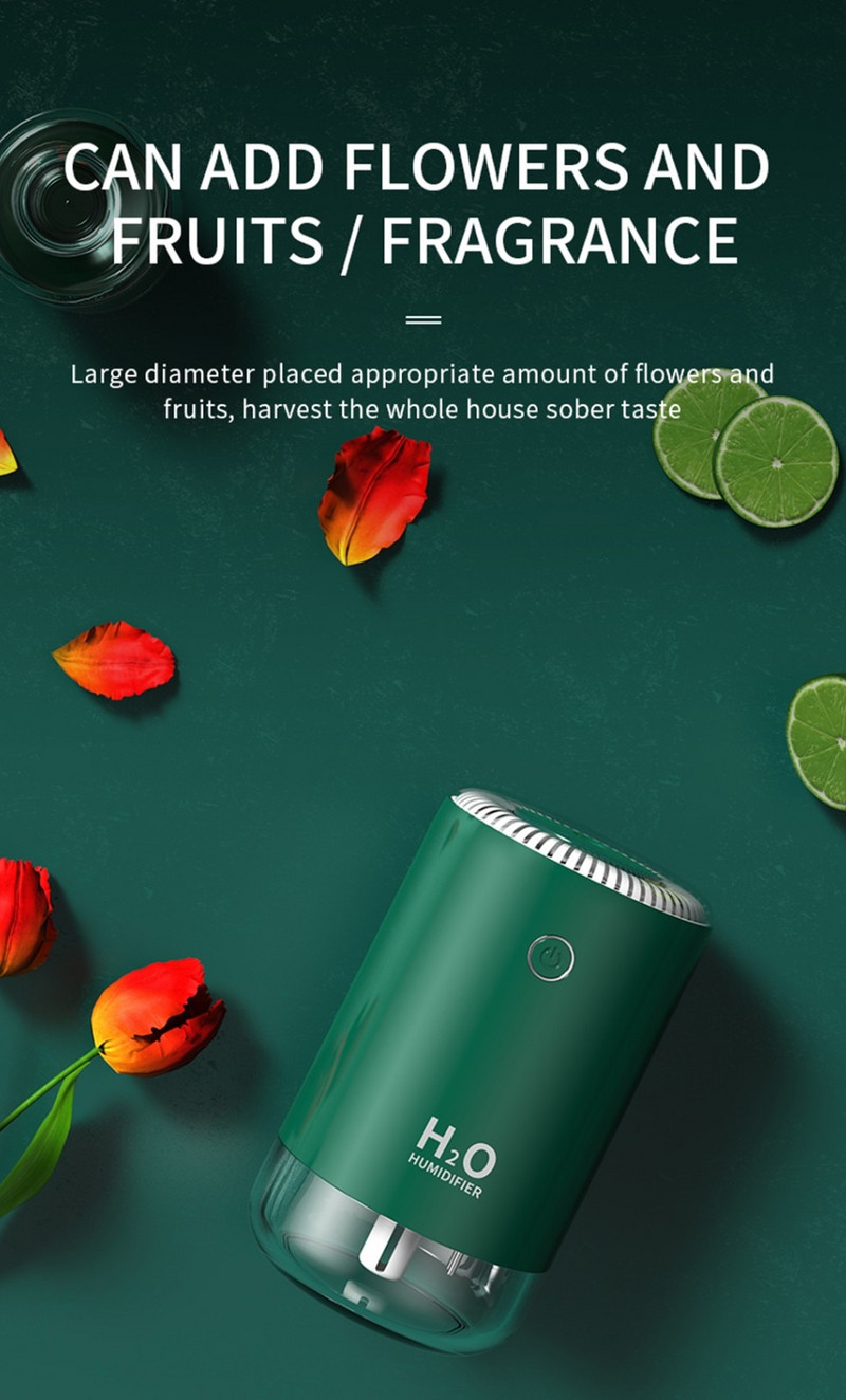 Umidificator de aer cu ultrasunete de 370 ml Difuzor de ulei esențial cu lumină moale Purificator de mașină pentru aromoterapie Producător de ceață de anioni de aromă Dropshipping