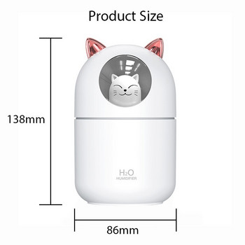 Овлажнител на въздуха Домакински ултразвуков сладък автомобилен уред за мъгла с цветна нощна котка USB лампи Спалня Офис Спрей Аромат