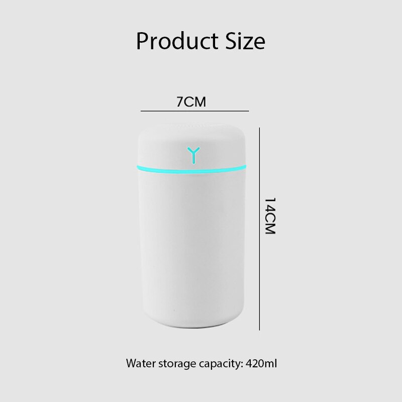 2022 Ultrasonic Mini Air Humidifier 420/250ML Aroma Essential Oil Diffuser for Home Car USB Fogger Mist Maker with LED Night Lamp