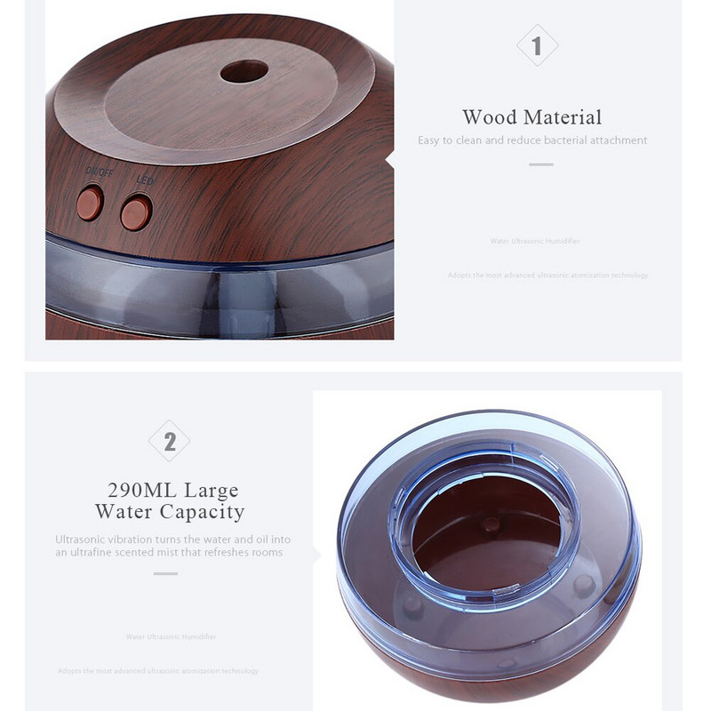 Mini umidificator portabil de aer cu cereale din lemn, USB desktop, dormitor, difuzor supersonic de arome, purificator de aer