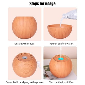 Mini Air Humidifier Ultrasonic USB Aroma Diffuser Wood Grain LED Night Light Electric Essential Oil Diffuser Aromatherapy Home