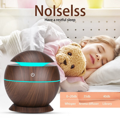 Electric Air Humidifier Essential Aroma Oil Diffuser Ultrasonic Wood Grain Humidifier USB Home Mini Mist Maker Light LED