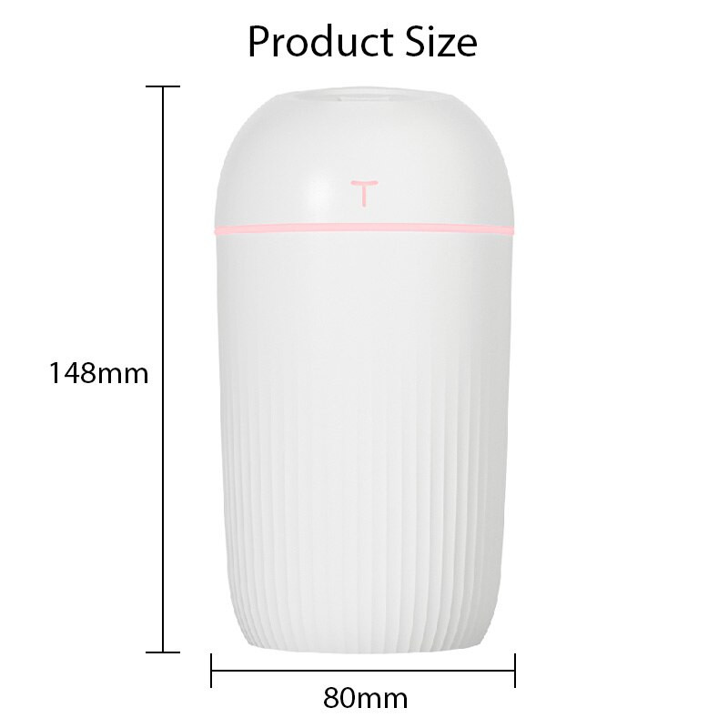 Umidificator de aer silențios de capacitate mare de 420 ml Lumină de noapte colorată Mufă USB Difuzor de aromă Mod continuu/intermitent Pulverizare fină