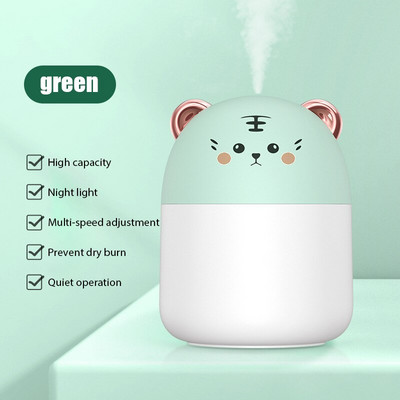Lovely Tiger Air Humidifier 300ML Cute Pet Ultrasonic Cool Mist Oil Diffuser Ρομαντικό έγχρωμο φωτιστικό LED USB Humidificador