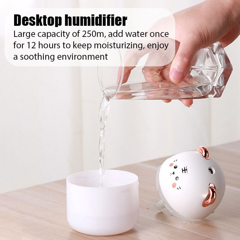 Lovely Tiger Air Humidifier 300ML Cute Pet Ultrasonic Cool Mist Oil Diffuser Ρομαντικό έγχρωμο φωτιστικό LED USB Humidificador