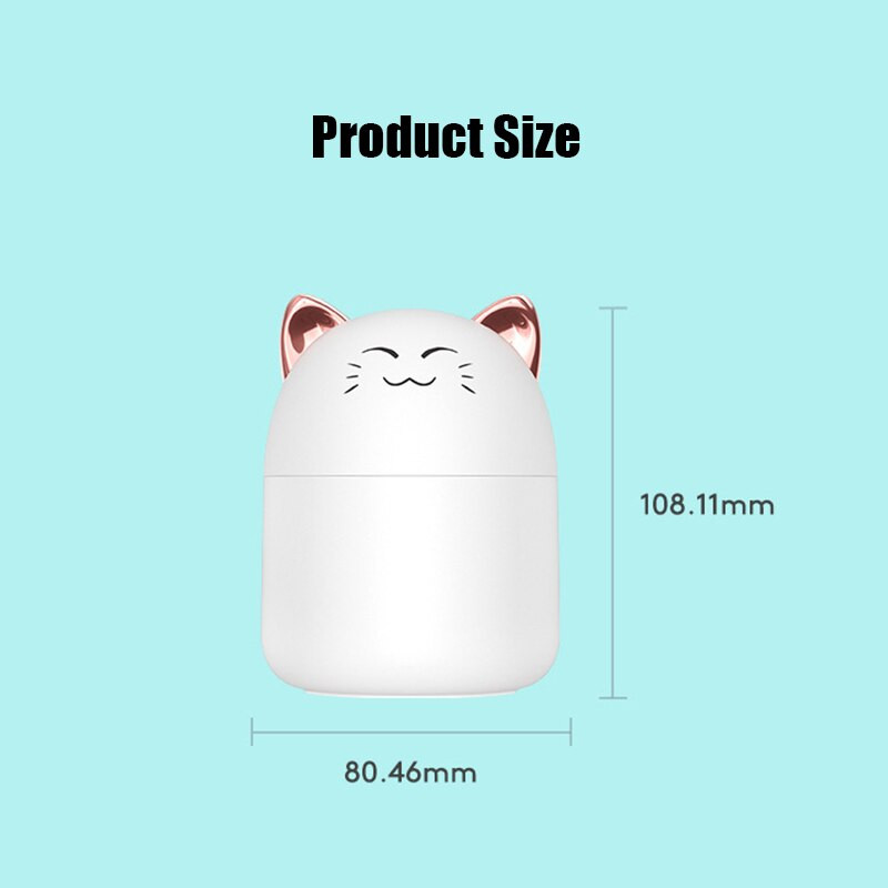 Lovely Tiger Air Humidifier 300ML Cute Pet Ultrasonic Cool Mist Oil Diffuser Ρομαντικό έγχρωμο φωτιστικό LED USB Humidificador