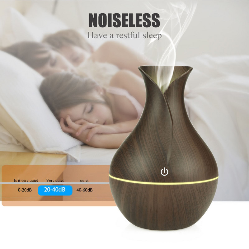 130ml Led υγραντήρας διαχύσεως αιθέριων ελαίων Usb Wood Grain Air Aroma Essential Oil Diffuser LED Aroma Aromatherapy Humidifier