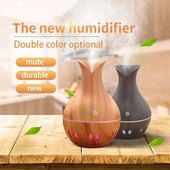 130ML Ultrasonic Air Spray Oil Diffuser Humidifier Aroma Air Conditioning Humidifier Wood Grain Purifier Spray 7 Colors Light