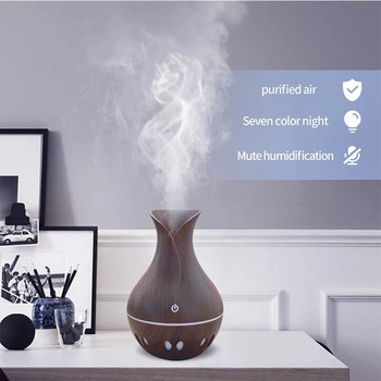 130ML Ultrasonic Air Spray Oil Diffuser Humidifier Aroma Air Conditioning Humidifier Wood Grain Purifier Spray 7 Colors Light