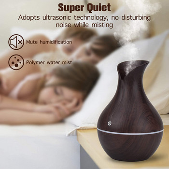 Υγραντήρας λαδιού Mini Classic Wood Grain Vase Ultrasonic Cool Mist Air Humidifier Essential Oil Diffuser για τραπέζι