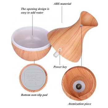 Υγραντήρας λαδιού Mini Classic Wood Grain Vase Ultrasonic Cool Mist Air Humidifier Essential Oil Diffuser για τραπέζι