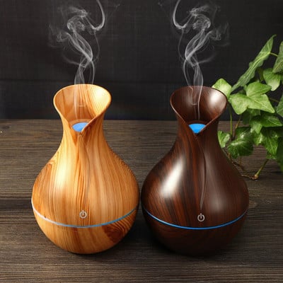 Υγραντήρας λαδιού Mini Classic Wood Grain Vase Ultrasonic Cool Mist Air Humidifier Essential Oil Diffuser για τραπέζι