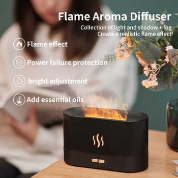 διαχύτης φλόγας Trend Desktop Flame Aroma Air Humidifier Water Pomizer 180ml Smooth Mist Essential Oil Diffuser για Οικιακό