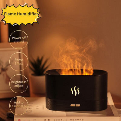 διαχύτης φλόγας Trend Desktop Flame Aroma Air Humidifier Water Pomizer 180ml Smooth Mist Essential Oil Diffuser για Οικιακό